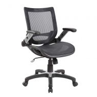 EuroStile Eurostile Adjustable Mesh Office Desk Chair Mid-Back Erogonomic Swivel Computer Chair Full Mesh Seat with Flip-Up Arms,Black