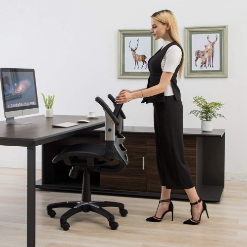  EuroStile Eurostile Adjustable Mesh Office Desk Chair Mid-Back Erogonomic Swivel Computer Chair Full Mesh Seat with Flip-Up Arms,Black