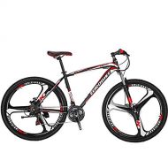 Eurobike OBK 27.5 Wheels Mountain Bike Daul Disc Brakes 21 Speed Mens Bicycle Front Suspension MTB (Red Mag Wheels)