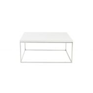 Euroe Style Euro Style Teresa Square Lacquer Top Coffee Table, White with Polished Stainless Steel