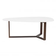 Euroe Style Euro Style Morty Matte White Top Coffee Table with Walnut Finish Base
