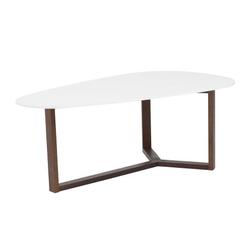  Euroe Style Euro Style Morty Matte White Top Coffee Table with Walnut Finish Base