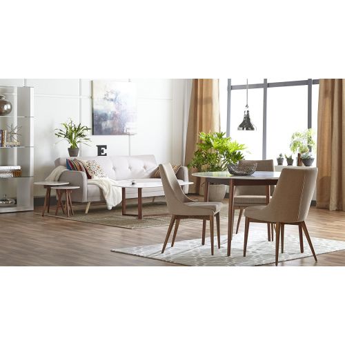  Euroe Style Euro Style Morty Matte White Top Coffee Table with Walnut Finish Base