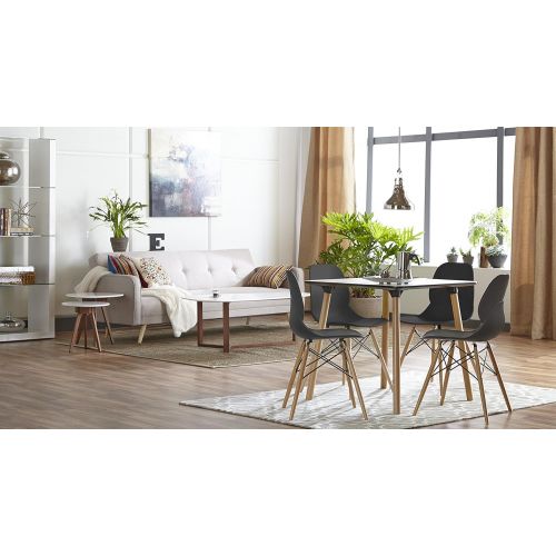  Euroe Style Euro Style Morty Matte White Top Coffee Table with Walnut Finish Base