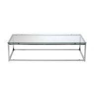 Euroe Style Euro Style Sandor Clear Glass Top Coffee Table, Chromed Steel Base