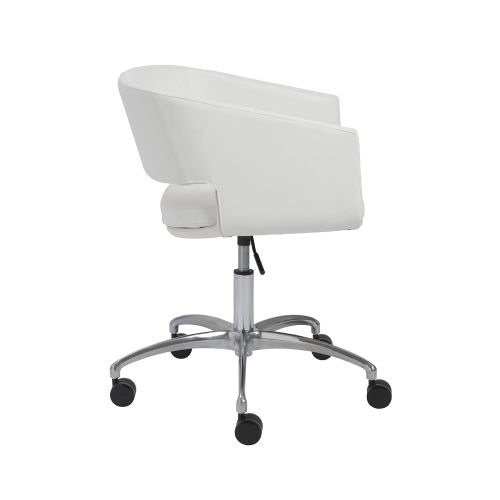  Euroe Style Euro Style Amelia Mod 1960s Leatherette Lounge Office Chair with Chromed Base and Casters, White