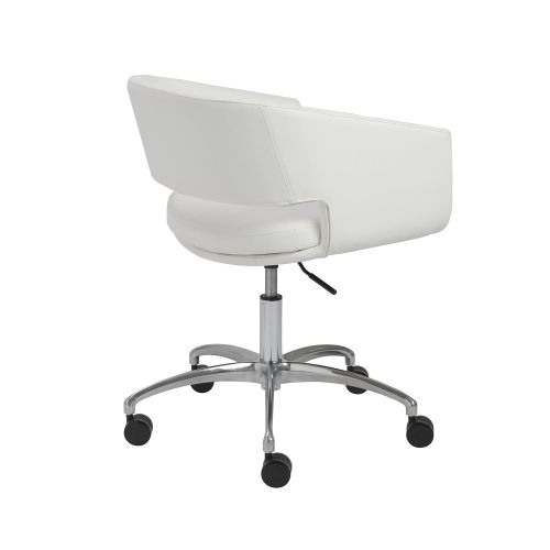  Euroe Style Euro Style Amelia Mod 1960s Leatherette Lounge Office Chair with Chromed Base and Casters, White