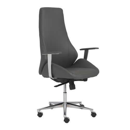  Euroe Style Euro Style Bergen Contoured Adjustable Office Chair with Chromed Accent, High Back, Gray