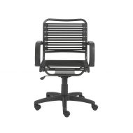 Euroe Style Euro Style Flat Bungie Mid Back Adjustable Office Chair with Arms, Black Bungies with Graphite Black Frame
