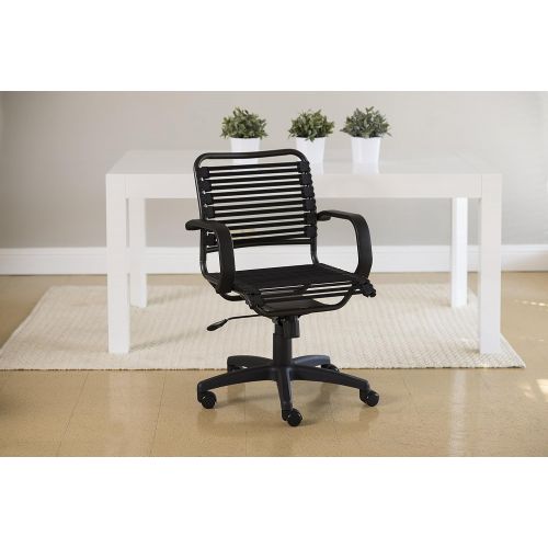  Euroe Style Euro Style Flat Bungie Mid Back Adjustable Office Chair with Arms, Black Bungies with Graphite Black Frame