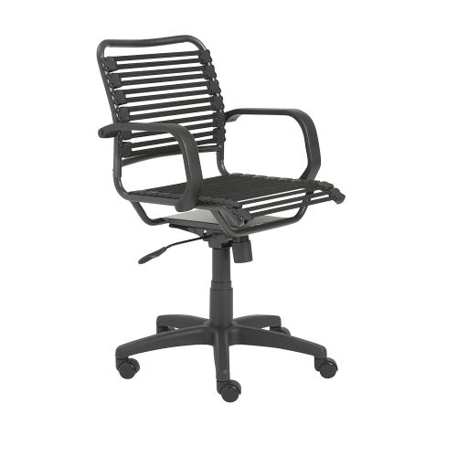  Euroe Style Euro Style Flat Bungie Mid Back Adjustable Office Chair with Arms, Black Bungies with Graphite Black Frame