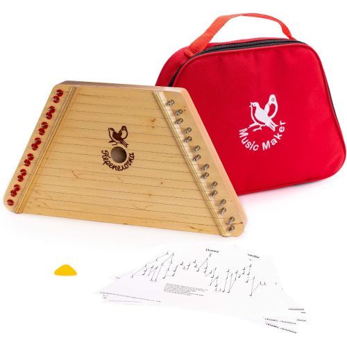  European Expressions Music Maker Lap Harp with Sheet Music and Red Carrying Case