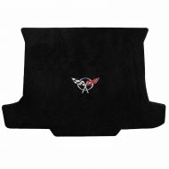 Eurosport C5 Corvette Convertible Classic Loop Black Trunk Mat - Silver Crossed Flags Logo