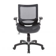 Eurosports eurosports Ajustable Mesh Office Desk Chair Mid-Back Ergonomic Computer Chair Full Mesh Seat with Flip-up Amrs,Black