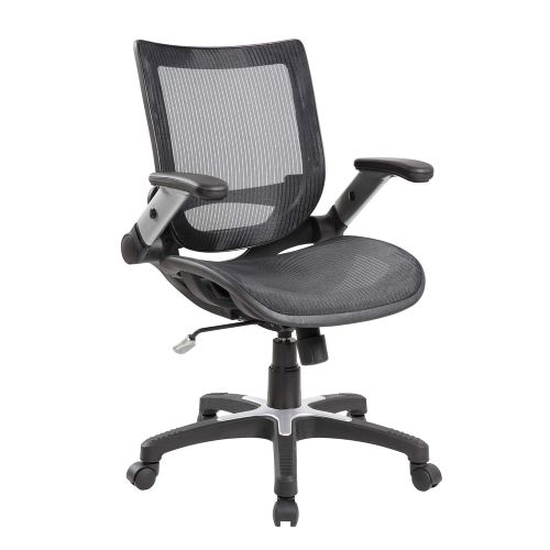  Eurosports eurosports Ajustable Mesh Office Desk Chair Mid-Back Ergonomic Computer Chair Full Mesh Seat with Flip-up Amrs,Black