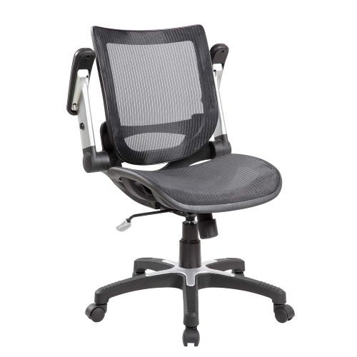  Eurosports eurosports Ajustable Mesh Office Desk Chair Mid-Back Ergonomic Computer Chair Full Mesh Seat with Flip-up Amrs,Black