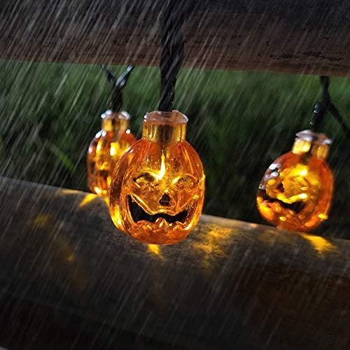  할로윈 용품Halloween Pumpkin String Lights Eurus Home 33 ft 50 LED Halloween Lights | Solar Powered Pumpkin Lights with 8 Lighting Modes Jack-O-Lantern Decorative Lights for Indoor Outdoor Ha