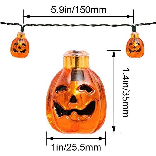  할로윈 용품Halloween Pumpkin String Lights Eurus Home 33 ft 50 LED Halloween Lights | Solar Powered Pumpkin Lights with 8 Lighting Modes Jack-O-Lantern Decorative Lights for Indoor Outdoor Ha