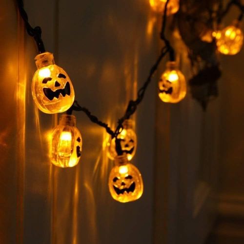  할로윈 용품Halloween Pumpkin String Lights Eurus Home 33 ft 50 LED Halloween Lights | Solar Powered Pumpkin Lights with 8 Lighting Modes Jack-O-Lantern Decorative Lights for Indoor Outdoor Ha