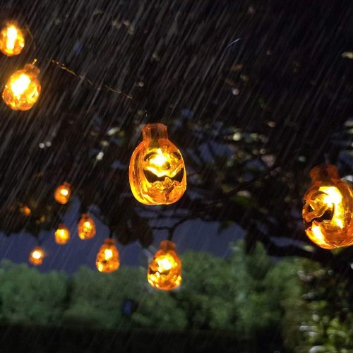  할로윈 용품Halloween Pumpkin String Lights Eurus Home 33 ft 50 LED Halloween Lights | Solar Powered Pumpkin Lights with 8 Lighting Modes Jack-O-Lantern Decorative Lights for Indoor Outdoor Ha