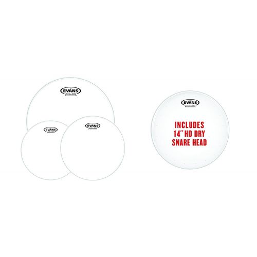  Evans G2 Clear Rock Pack (10, 12, 16) with 14 HD Dry Snare Batter (EPP-G2HDD-R)