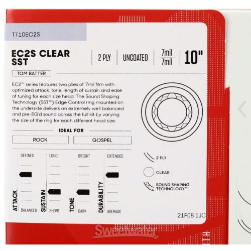  Evans EC2S Clear Drumhead - 10 inch