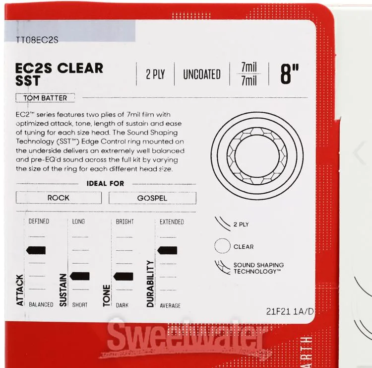  Evans EC2S Clear Drumhead - 8 inch