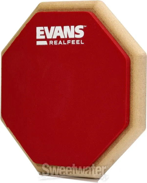  Evans RealFeel 2-sided Practice Drum Pad - 6-inch, Sweetwater Exclusive Red