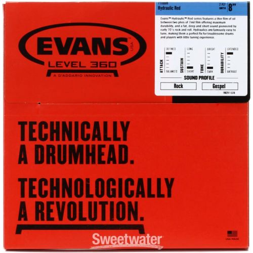  Evans Hydraulic Red Drumhead - 8 inch