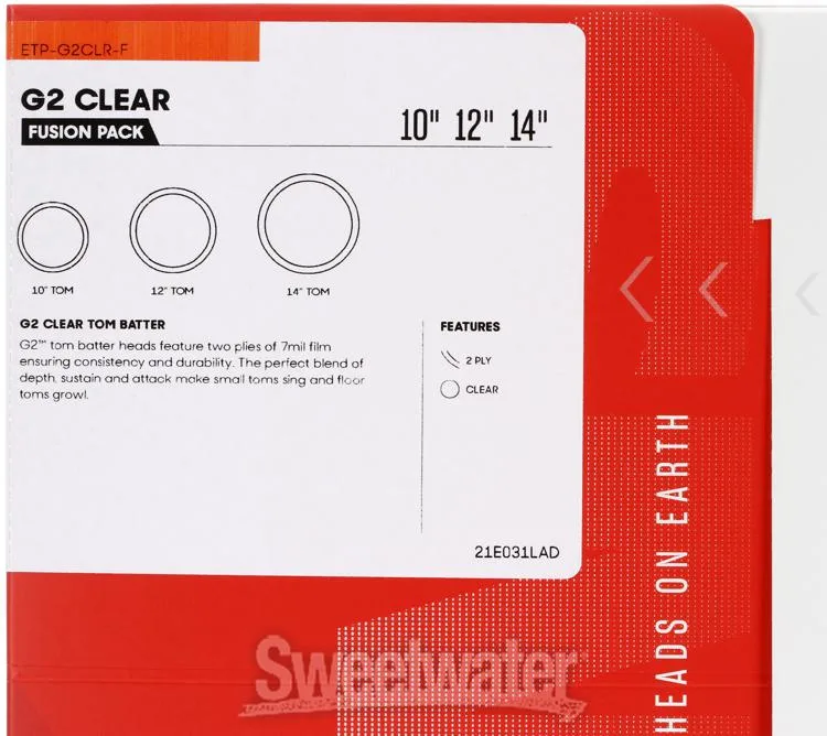  Evans G2 Clear 3-piece Tom Pack - 10/12/14 inch