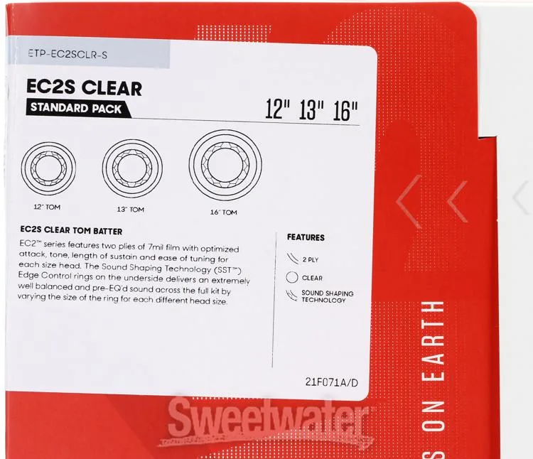  Evans EC2S Clear 3-piece Tom Pack - 12/13/16 inch