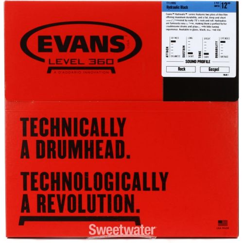  Evans Hydraulic Black Drumhead - 12 inch