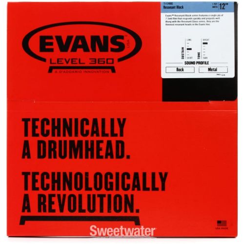  Evans Resonant Black Drumhead - 12 inch