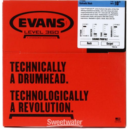  Evans Hydraulic Black Drumhead - 10 inch