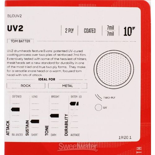  Evans UV2 Coated Drumhead - 10 inch