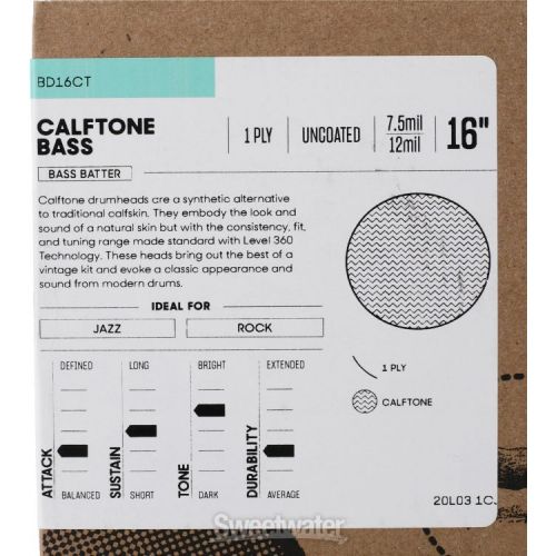  Evans Calftone Bass Drumhead - 16 inch