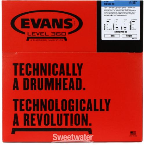  Evans Hydraulic Red Drumhead - 13 inch