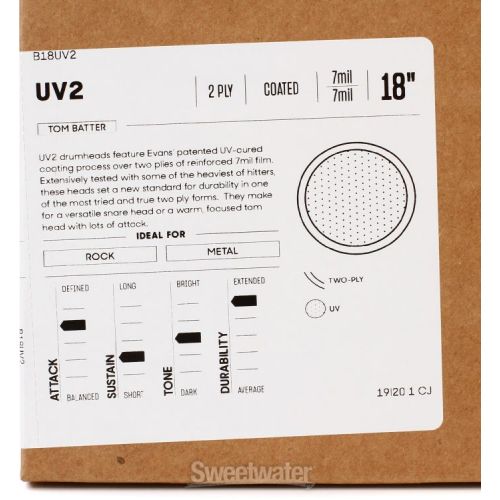  Evans UV2 Coated Drumhead - 18 inch