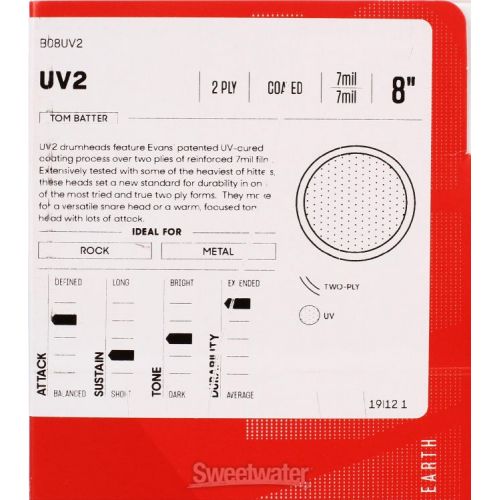  Evans UV2 Coated Drumhead - 8 inch