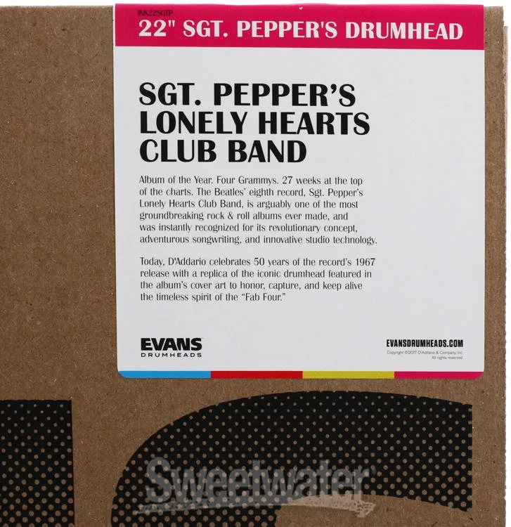  Evans Inked Sgt. Pepper 50th Anniversary Bass Drumhead - 22 inch