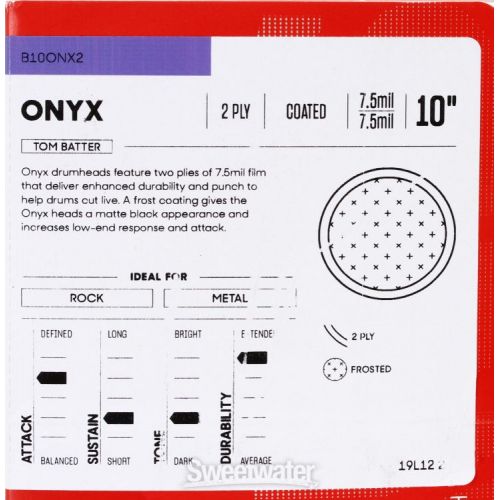  Evans Onyx Series Drumhead - 10 inch