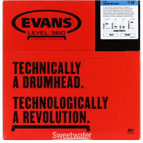  Evans Hydraulic Blue Coated Snare Head - 14 inch