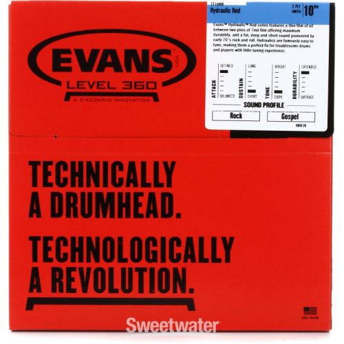  Evans Hydraulic Red Drumhead - 10 inch