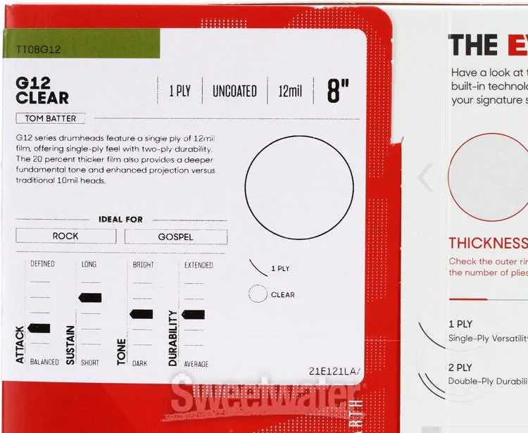  Evans G12 Clear 12 mil Drumhead - 8 inch
