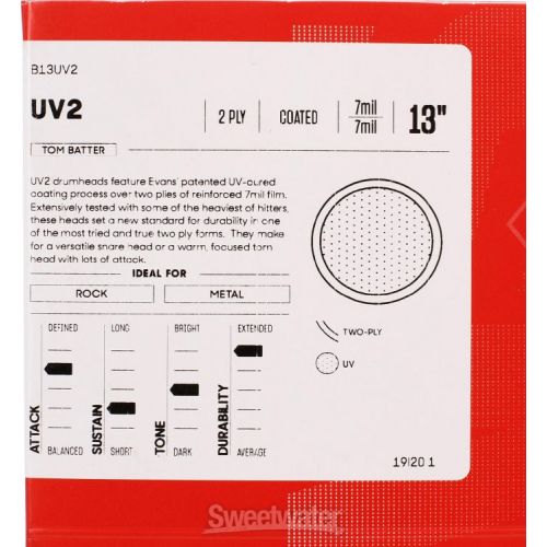  Evans UV2 Coated Drumhead - 13 inch