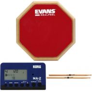 Evans RealFeel 2-sided Practice Drum Pad with Sticks and Metronome - Sweetwater Exclusive