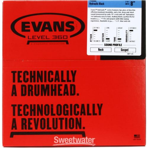 Evans Hydraulic Black Drumhead - 8 inch