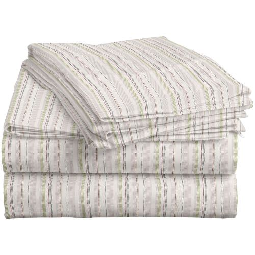  Evas Choice 81031 4-Piece Flannel Bed Sheet Set, King, Rayas Earth