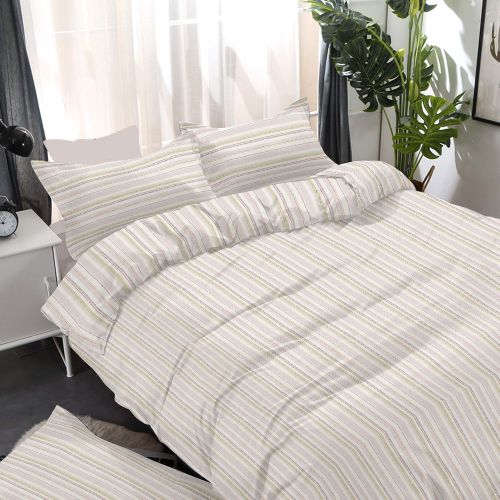  Evas Choice 81031 4-Piece Flannel Bed Sheet Set, King, Rayas Earth