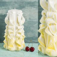 /EveArtCandles Decorative candles, Carved candles, Yellow candle, Gift ideas, Wall decor, Carved candle, Romantic candles, Ladys gifts, Vanity lighting